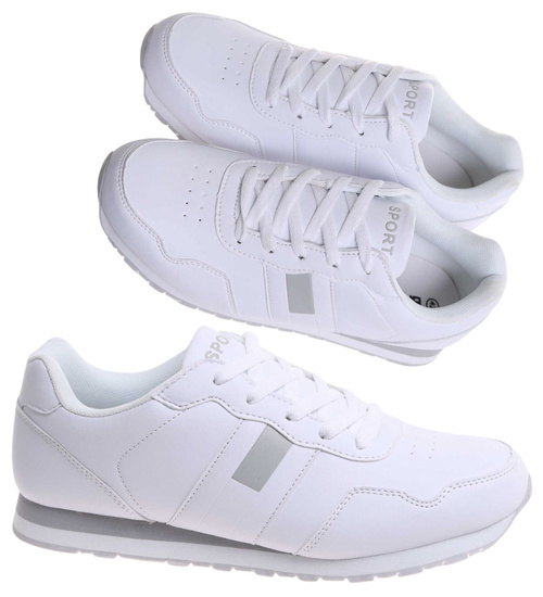 Buty sportowe męskie sznurowane białe /B4-2 17819 T485/