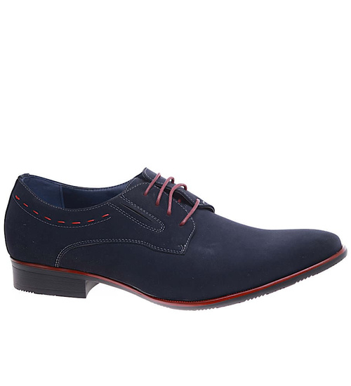 Sznurowane granatowe półbuty męskie /E9-2 15872 S491/