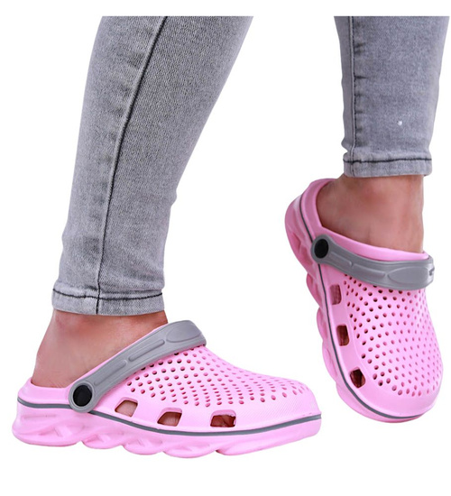 Kryte różowe szare klapki na basen /G6-1 16274 S196/