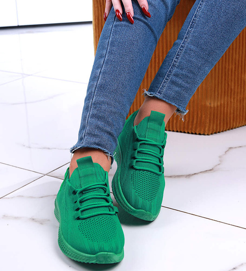 Wsuwane damskie buty sportowe neonowa zieleń /A2-2 13129 S296/