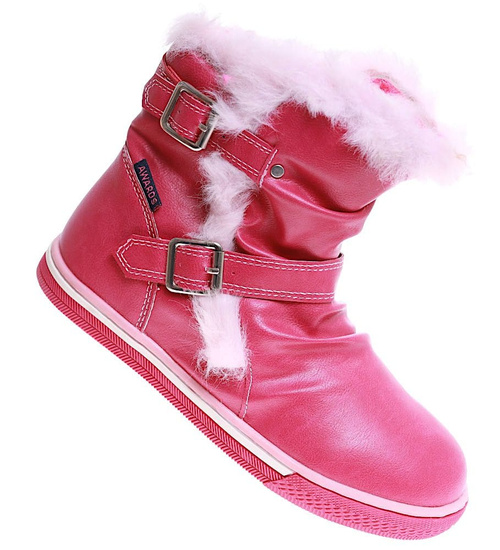 Botki ocieplane fuksjowe dziewczęce kozaki /E3-2 17002 T145/