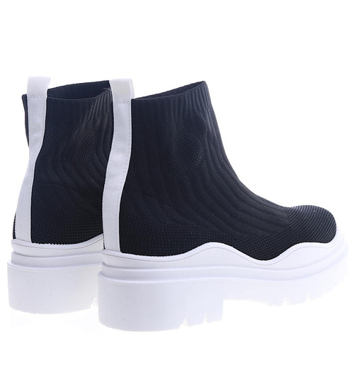 Czarne trampki damskie na platformie /G10-3 13376 T292/