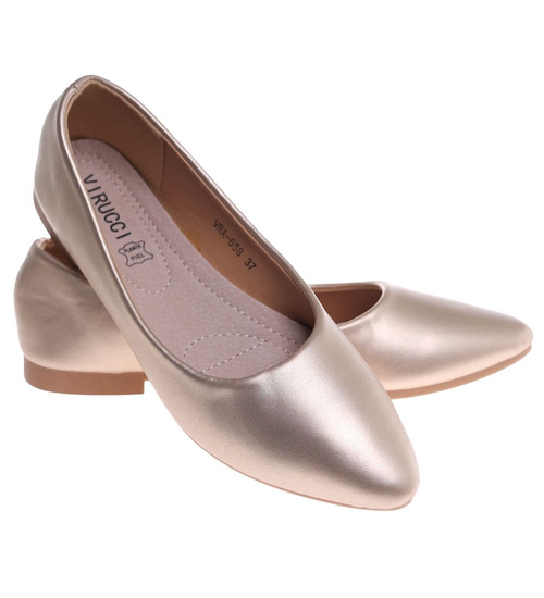 Złote baleriny damskie gładkie /i6-1 18625 W55/