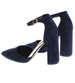 Granatowe czółenka damskie z paskiem /B5-3 17945 W152/