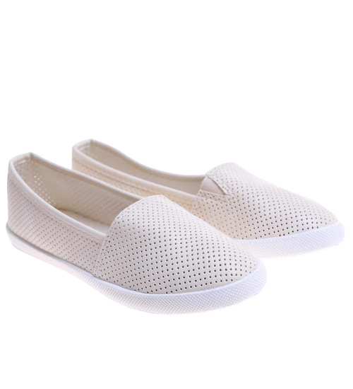 Beżowe ażurowe baleriny dziewczęce /E8-2 17631 121/