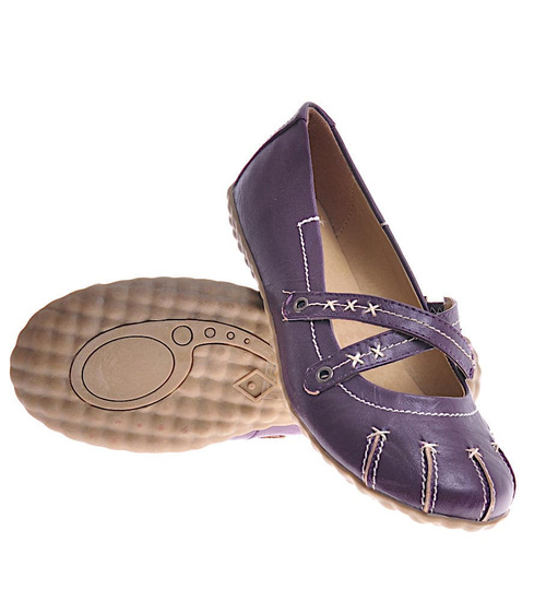 Purpurowe damskie półbuty z paseczkiem /B4-2 12366 T086/
