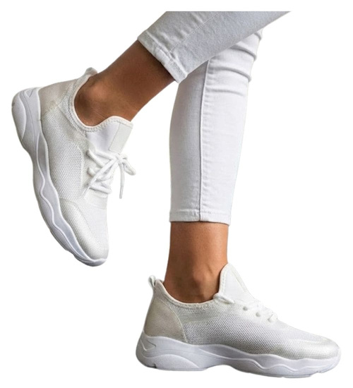 Wsuwane damskie buty sportowe Ecru /A8-1 16029 T284/