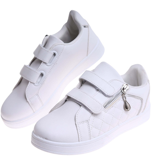 Białe trampki dziewczęce na rzepy /E3-2 17306 T282/