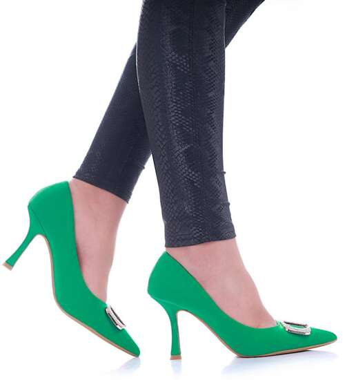 Zielone czółenka damskie na szpilce /F10-2  17149 G1/