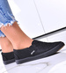 Materiałowe czarne tenisówki slip on /C2-2 12539 T195/