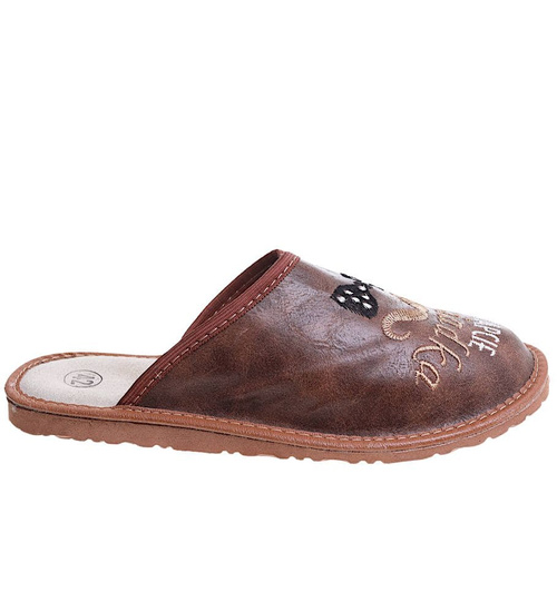 Skórzane brązowe kapcie dla dziadka /G9-1 7375 S199/