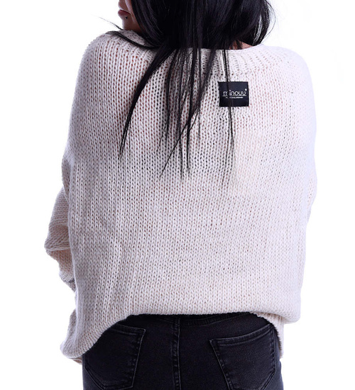 Beżowo szary oversizowy luźny sweter Smile Minouu /H UB636 L732/