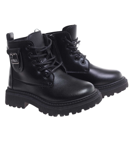 Dziewczęce sznurowane botki trapery ocieplane /B5-3 18461 T294/