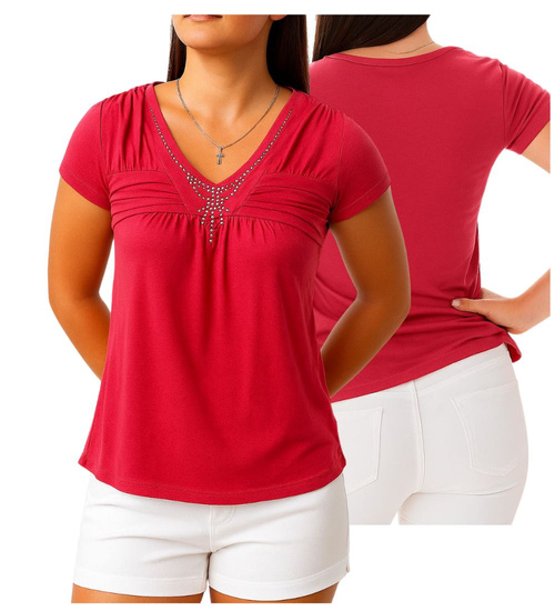 Fuksjowa letnia bluzka koszulka z cekinami /H2-K3 UB954 S0/