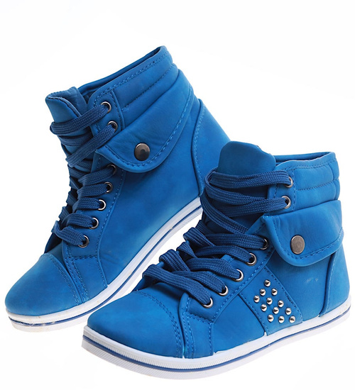 Wysokie niebieskie trampki dziewczęce /G4-1 7952 S192/