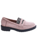 Beżowe zamszowe półbuty loafersy na niskim obcasie /F8-3 15476 T386/