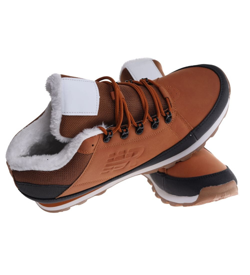 Ocieplane brązowe męskie buty trekkingowe ost458