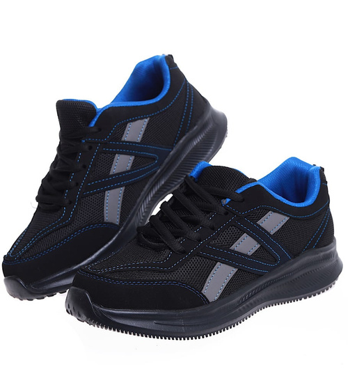 Chłopięce wiązane czarne buty sportowe /E3-2 16780  T396/