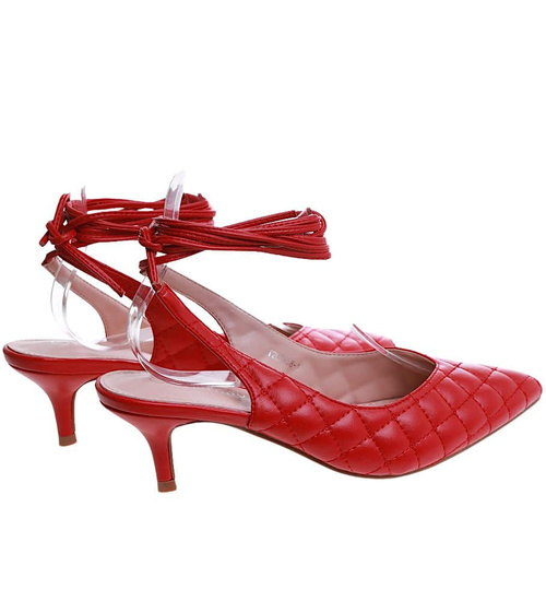 Wiązane czerwone szpilki Lace Up /A9-2 12203 T390/