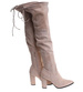 Beżowe wysokie kozaki muszkieterki na obcasie /A4-3 18383 W484/