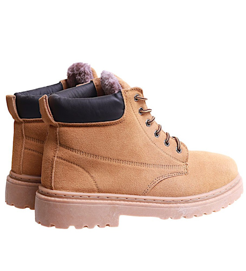 Zimowe karmelowe ocieplane trapery męskie /A9-3 17126 T399/