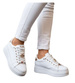 Białe sznurowane damskie trampki na platformie /B5-3 16211  T535/