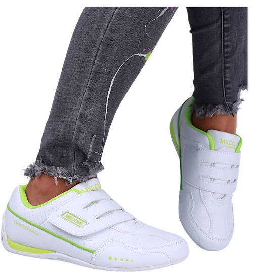 Biało zielone sportowe buty na rzepy /D9-3 15661 T244/