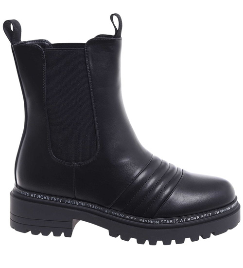 Czarne wysokie botki sztyblety na platformie /C1-1 18303 T3/