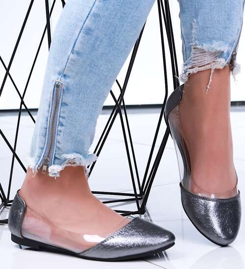 Transparentne srebrne balerinki /G4-2 15847 T190/