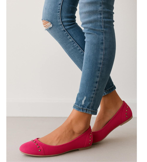 Materiałowe różowe balerinki jak tenisówki /E1-1  14391 T046/