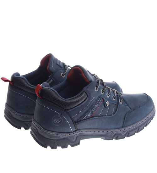 Granatowe męskie buty trekkingowe /F8-3 15017 T682/