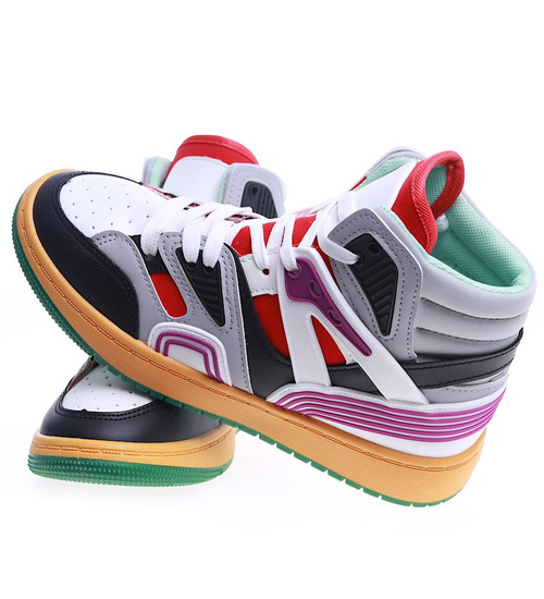 Kolorowe trampki z wysoką cholewką /G2-3 13684 T286/