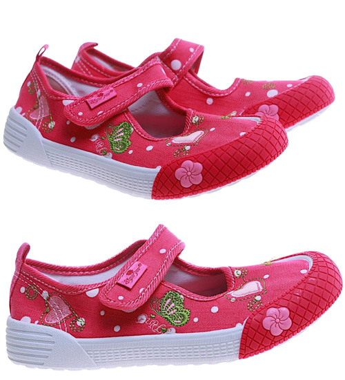 Różowe dziewczęce tenisówki na rzep /F7-1 17427 T182/