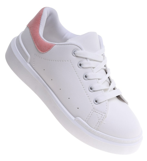 Dziewczęce białe sznurowane trampki /C7-2 16806 T186/