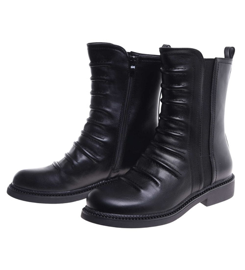 Czarne wysokie botki damskie /L3-1 H2 18573 G284/