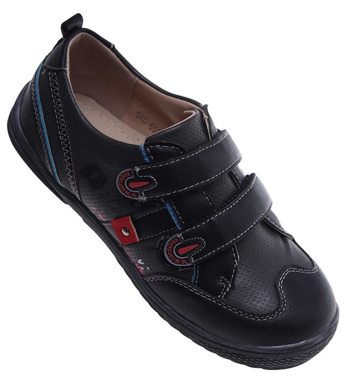 Chłopięce półbuty na rzepy Czarne /G7-2 18127 T282/