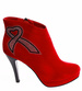 Czerwone damskie botki na szpilce /F7-2 16621 T140/