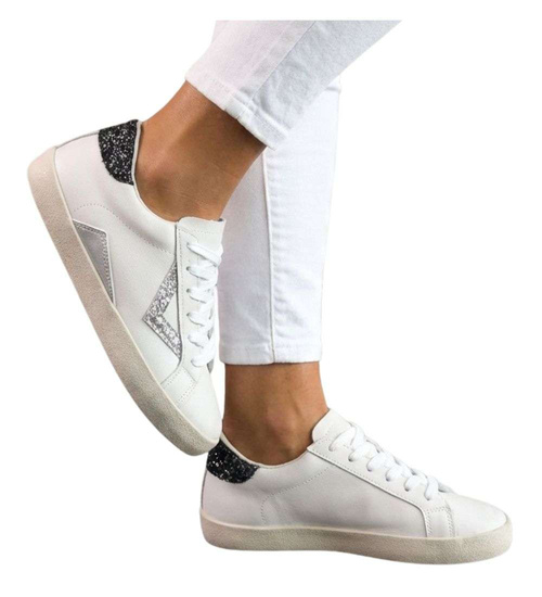 Trampki damskie sznurowane białe buty /F7-3 18689 G155/