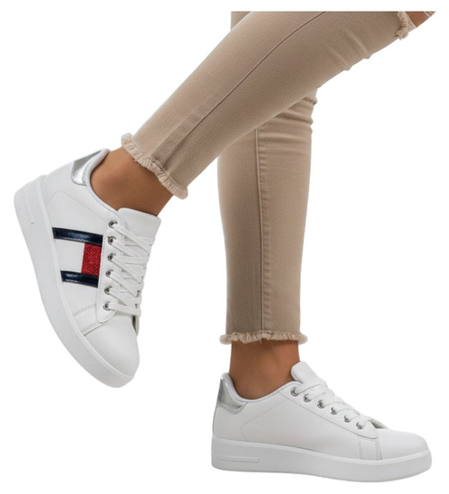 Białe trampki damskie na platformie /E7-2 9367 S490/