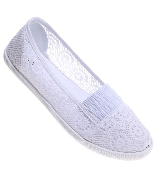 Białe ażurowe tenisówki damskie /B2-2 16473 S292/