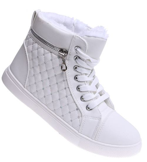 Zimowe białe trampki z wiązaniami /A9-3 15236 T592/