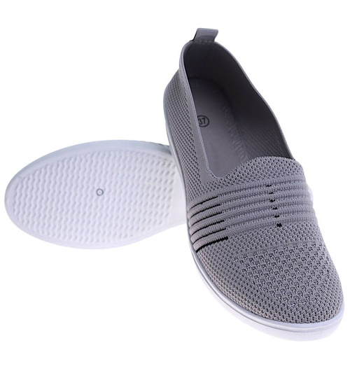 Szare wsuwane tenisówki na niskim koturnie /D8-2 16130 T300/
