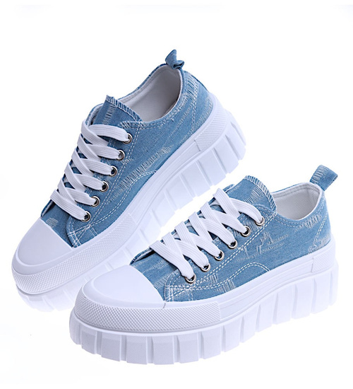 Jeansowe materiałowe damskie trampki na platformie /A6-3 13876 S302/