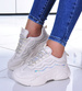 Beżowe damskie sneakersy sznurowane /D8-2 10470 S295/ 