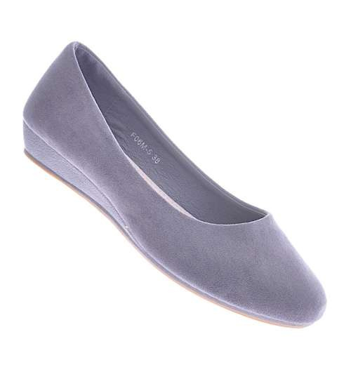 Damskie szare balerinki na niskim koturnie /D2-2 12558 T218/ Damskie szare balerinki na niskim koturnie /D2-2 12558 T218/