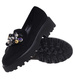Czarne półbuty loafersy na platformie z kamieniami /A8-2 18483 T203/