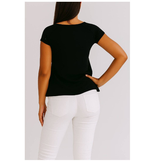 Czarna koszulka bluzka damska z ozdobą /H2-K40 UB937 S0/