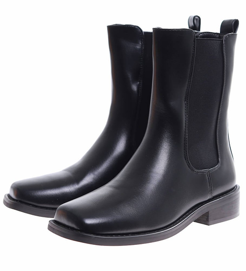 Wysokie czarne botki sztyblety z ociepleniem /F3-2 16927 S232/