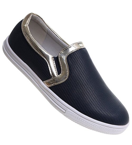 Dziewczęce granatowe trampki slip on /F5-1 11713 T193/