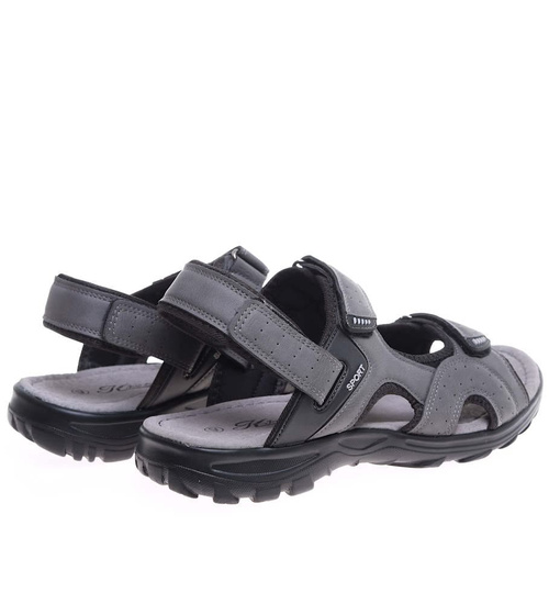 Szare męskie sandały na rzepy /C5-3 16152 S435/